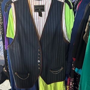 Vintage Express Dark Pinstripe Vest L